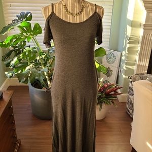 White Mark Cold Shoulder Maxi Dress in Grey